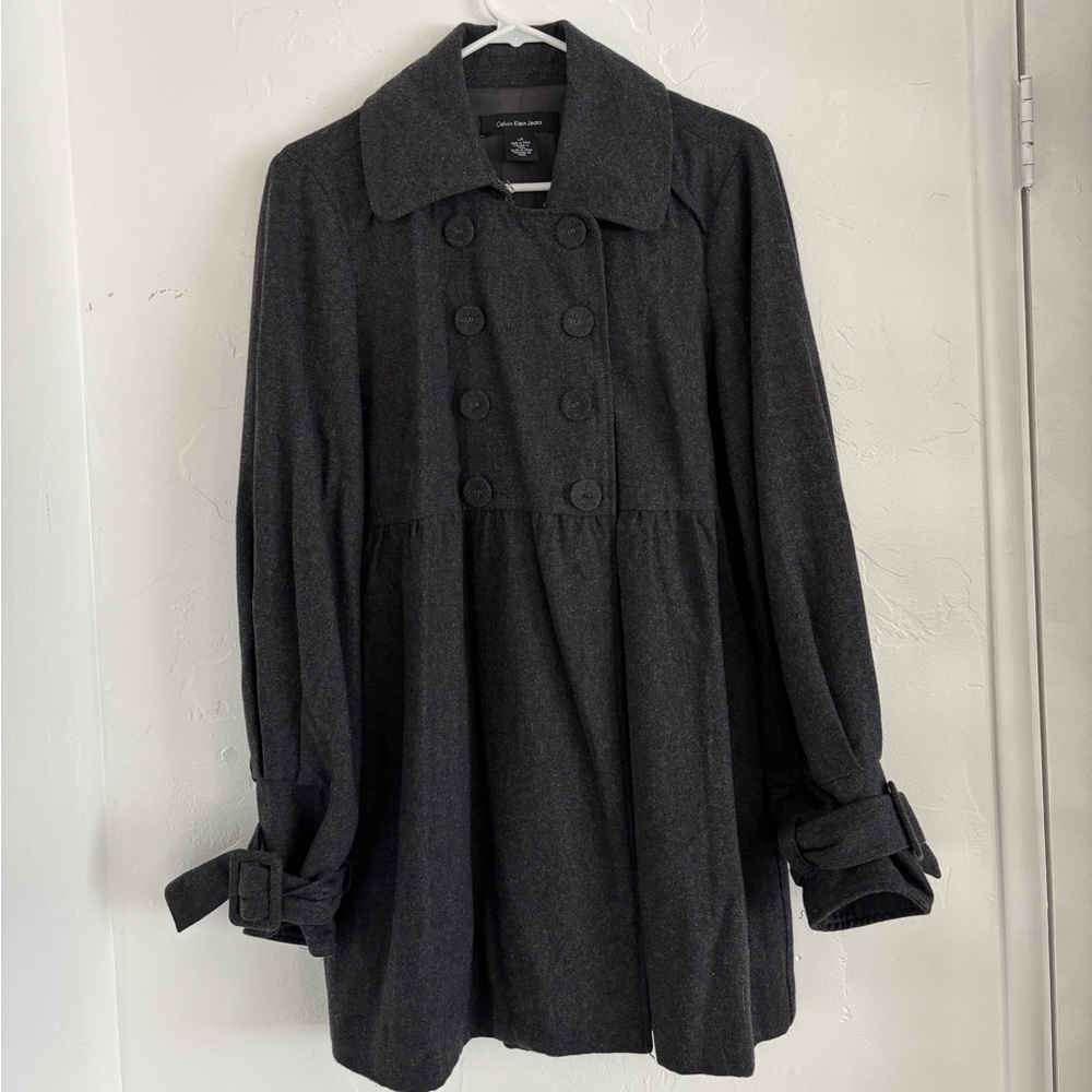 Calvin Klein Jeans Dark Gray Double-Breasted Pea Coat Large